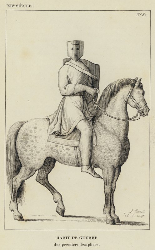 XII Century, War Habit, av de første tempelridderne (gravering) av French School