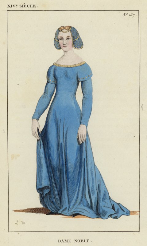 XIV Siecle, Dame Noble (farget gravering) av French School
