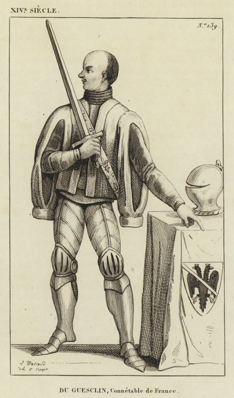 XIV Century, Du Guesclin, konstabel i Frankrike (gravering) av French School