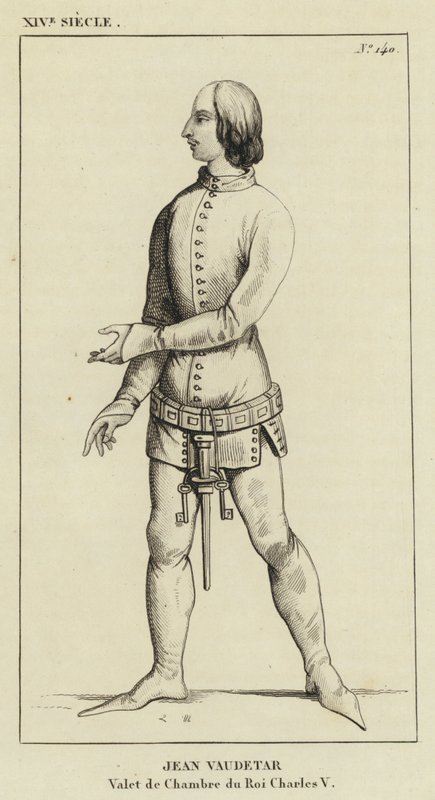XIV Century, Jean Vaudetar, Valet de Chambre av kong Charles V (gravering) av French School