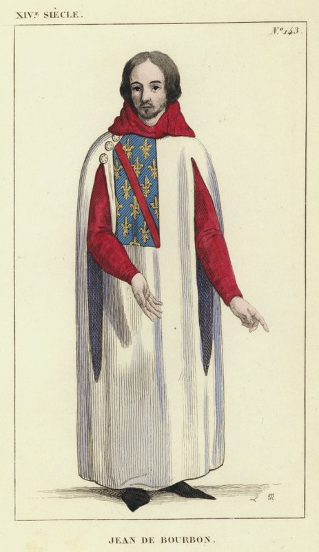 XIV Century, Jean de Bourbon (farget gravering) av French School