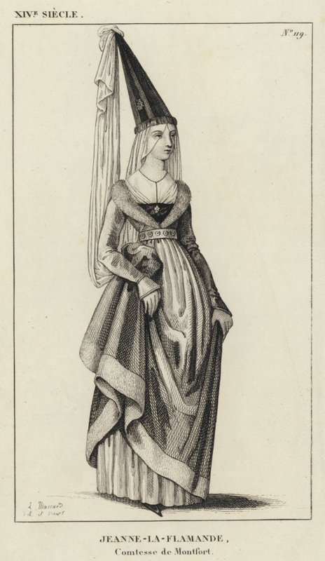 XIV Century, Jeanne-la-Flamande, grevinne av Montfort (gravering) av French School