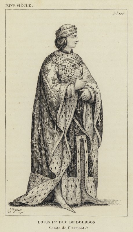 XIV Century, Louis I, hertug av Bourbon, greve av Clermont (gravering) av French School