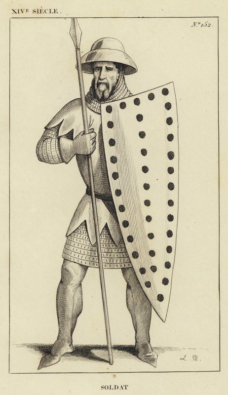 XIV Century, Soldat (gravering) av French School