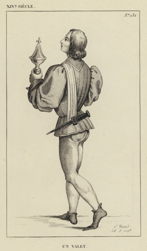 XIV Century, A Valet (gravering) av French School