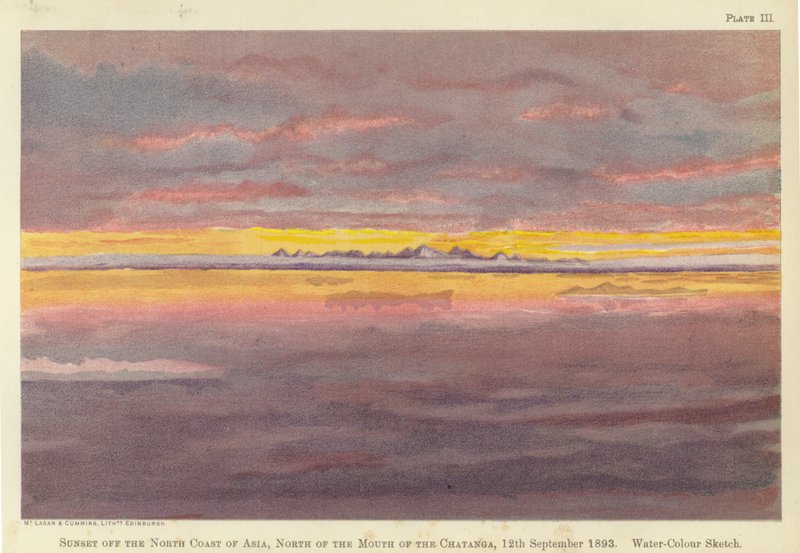 Solnedgang utenfor nordkysten av Asia, nord for munningen av Chatanga av Fridtjof Nansen