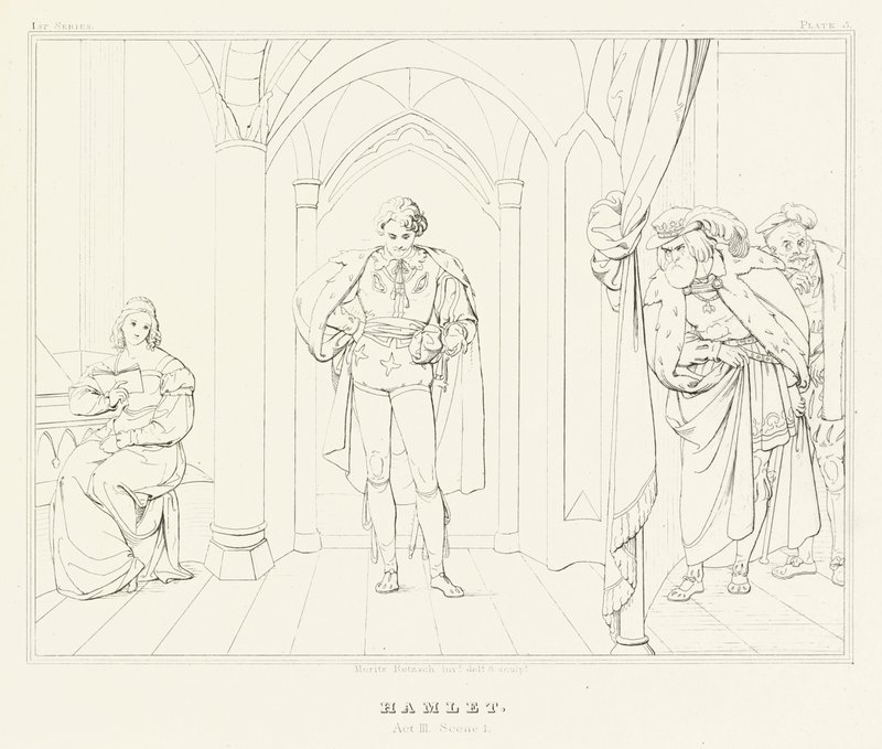 Hamlet, akt III, scene 1 (gravering) av Friedrich August Moritz Retzsch