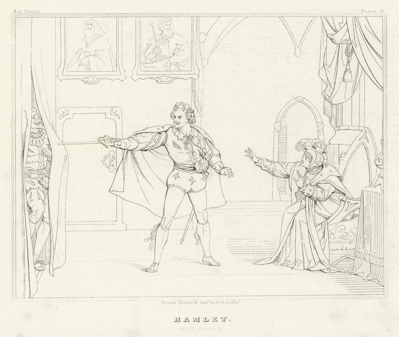 Hamlet, akt III, scene 4 (gravering) av Friedrich August Moritz Retzsch