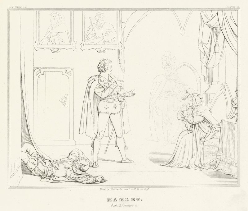 Hamlet, akt III, scene 4 (gravering) av Friedrich August Moritz Retzsch