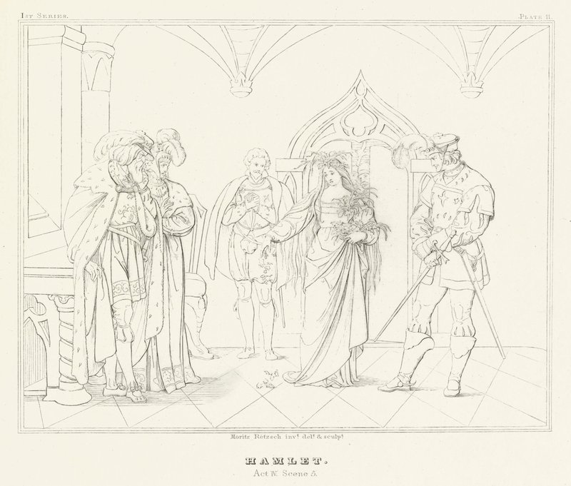 Hamlet, akt IV, scene 5 (gravering) av Friedrich August Moritz Retzsch