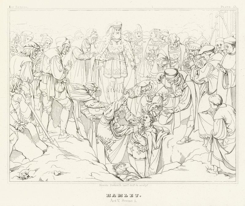 Hamlet, akt V, scene 1 (gravering) av Friedrich August Moritz Retzsch