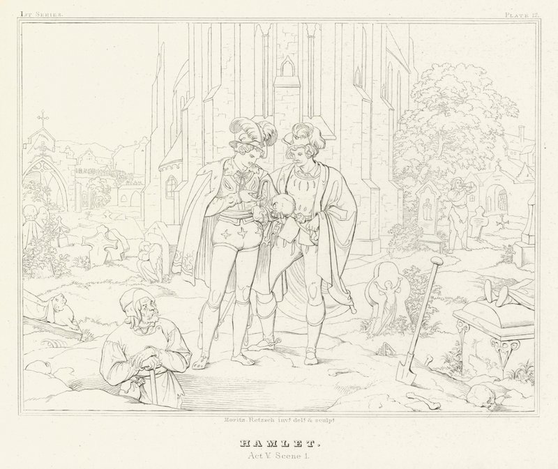 Hamlet, akt V, scene 1 (gravering) av Friedrich August Moritz Retzsch