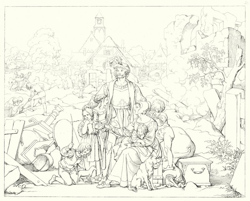 Illustrasjon for Schillers Lied von der Glocke, eller The Song Of The Bell (gravering) av Friedrich August Moritz Retzsch