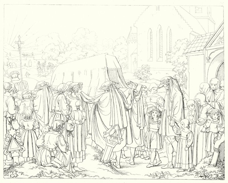 Illustrasjon for Schillers Lied von der Glocke, eller The Song Of The Bell (gravering) av Friedrich August Moritz Retzsch