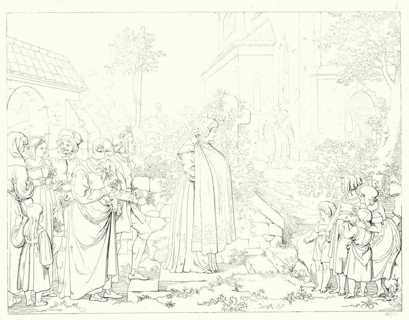 Illustrasjon for Schillers Lied von der Glocke, eller The Song Of The Bell (gravering) av Friedrich August Moritz Retzsch