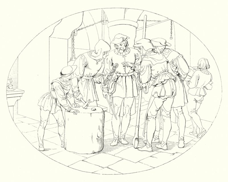 Illustrasjon for Schillers Lied von der Glocke, eller The Song Of The Bell (gravering) av Friedrich August Moritz Retzsch