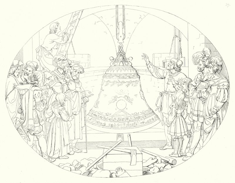 Illustrasjon for Schillers Lied von der Glocke, eller The Song Of The Bell (gravering) av Friedrich August Moritz Retzsch