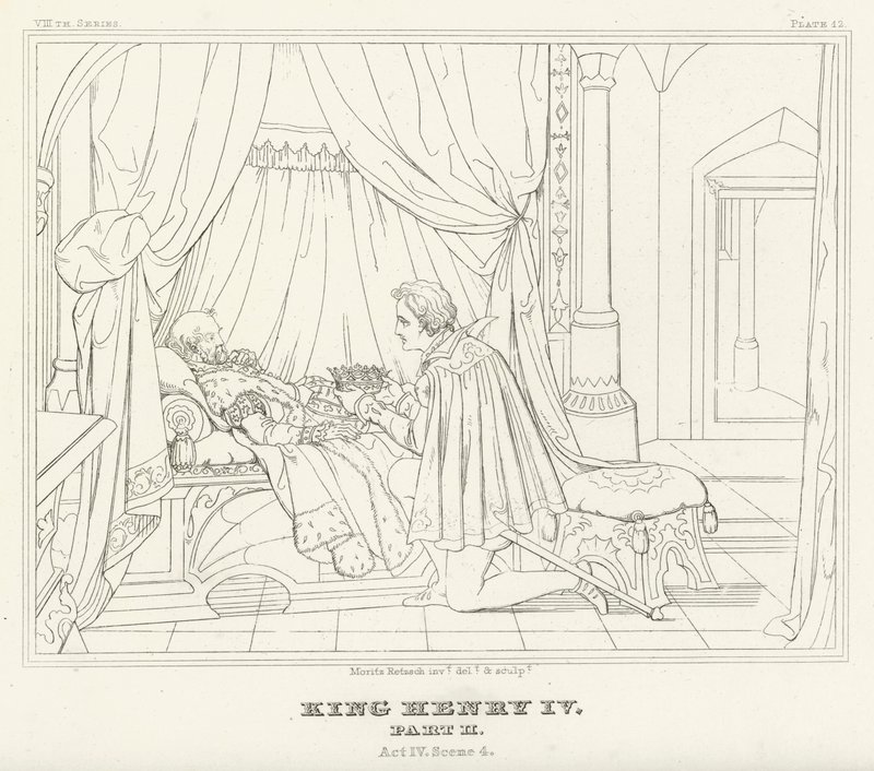 Kong Henrik IV, del II, akt IV, scene 4 (gravering) av Friedrich August Moritz Retzsch