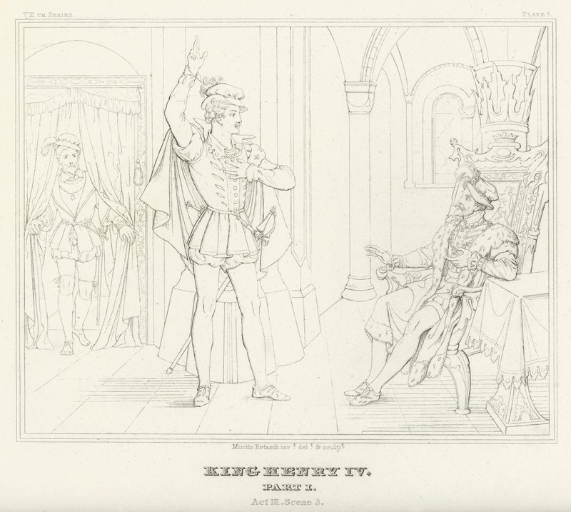 Kong Henrik IV, del I, akt III, scene 3 (gravering) av Friedrich August Moritz Retzsch
