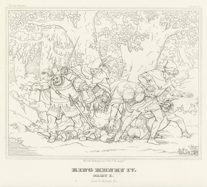 Kong Henrik IV, del I, akt II, scene 2 (gravering) av Friedrich August Moritz Retzsch