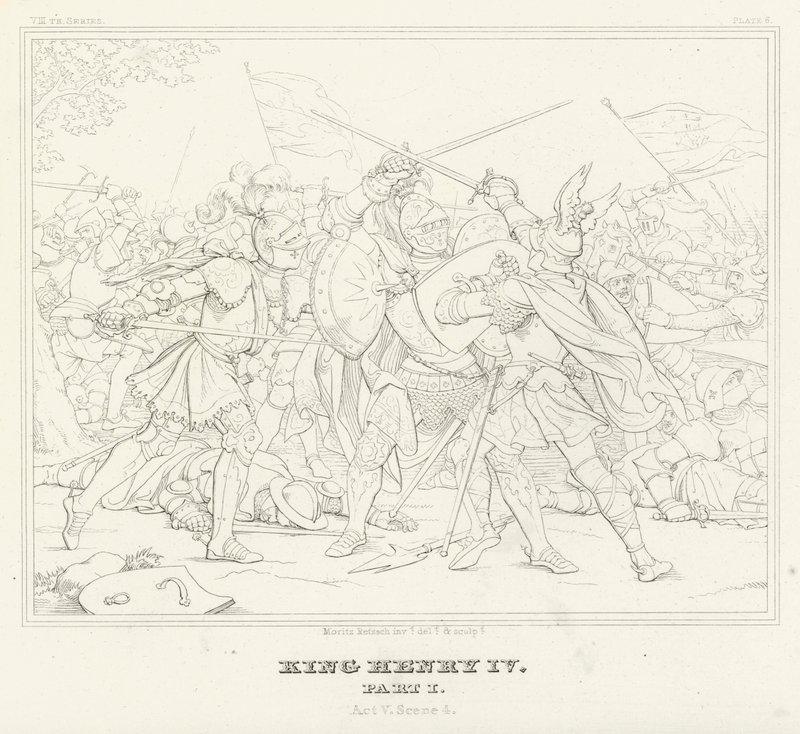 Kong Henrik IV, del I, akt V, scene 4 (gravering) av Friedrich August Moritz Retzsch