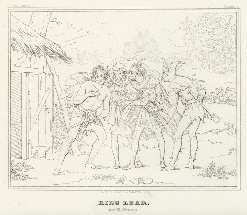 King Lear, akt III, scene 4 (gravering) av Friedrich August Moritz Retzsch
