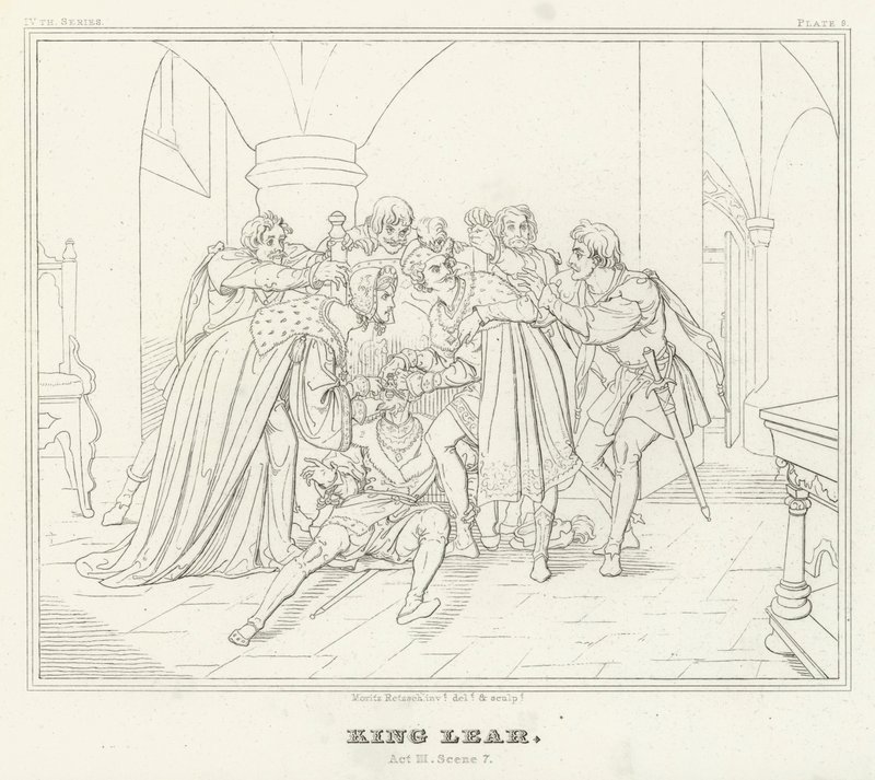 King Lear, akt III, scene 7 (gravering) av Friedrich August Moritz Retzsch