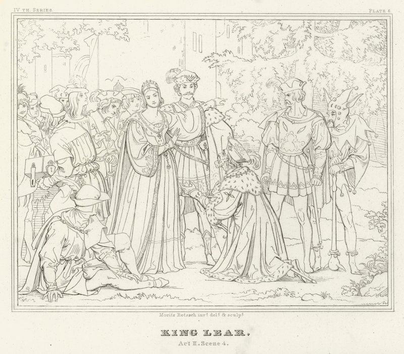 King Lear, akt II, scene 4 (gravering) av Friedrich August Moritz Retzsch