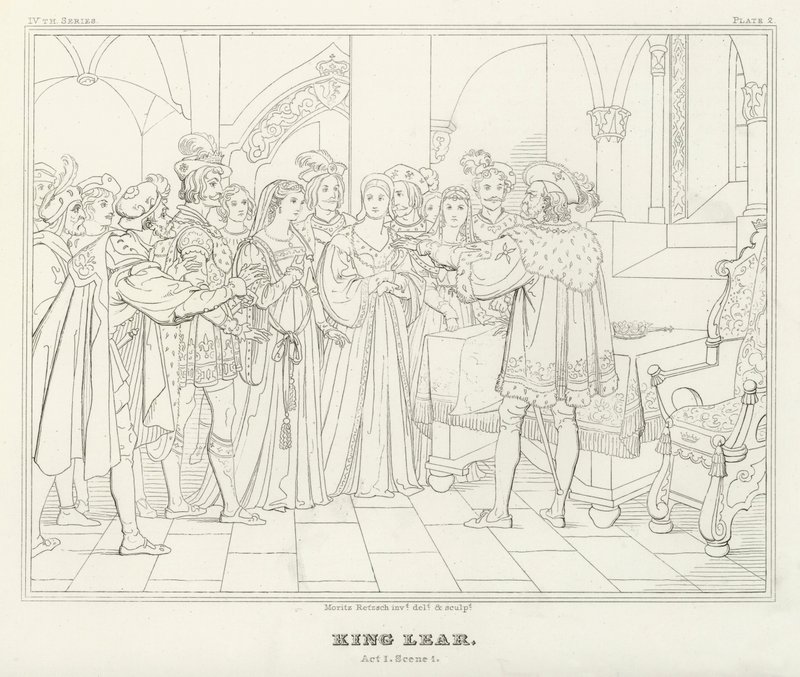 King Lear, akt I, scene 1 (gravering) av Friedrich August Moritz Retzsch