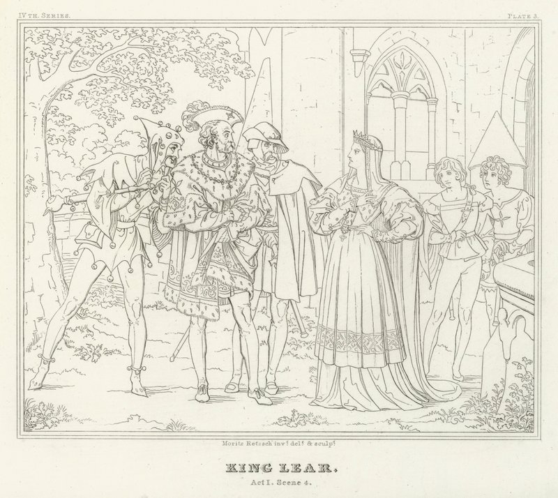 King Lear, akt I, scene 4 (gravering) av Friedrich August Moritz Retzsch