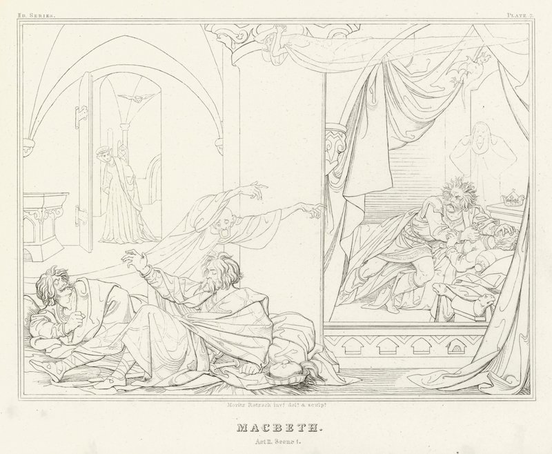 Macbeth, akt II, scene 1 (gravering) av Friedrich August Moritz Retzsch