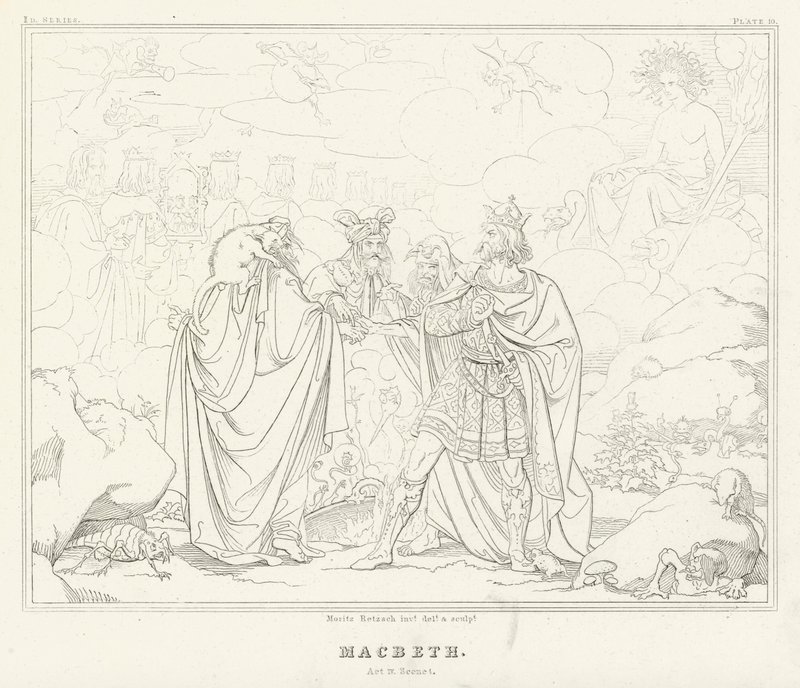 Macbeth, akt IV, scene 1 (gravering) av Friedrich August Moritz Retzsch
