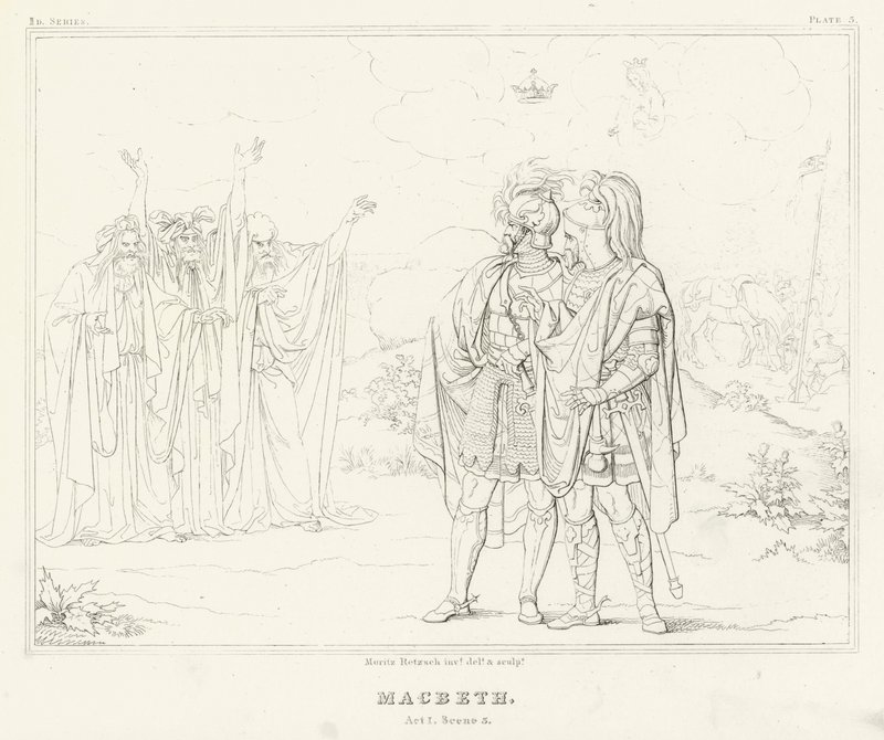 Macbeth, akt I, scene 3 (gravering) av Friedrich August Moritz Retzsch