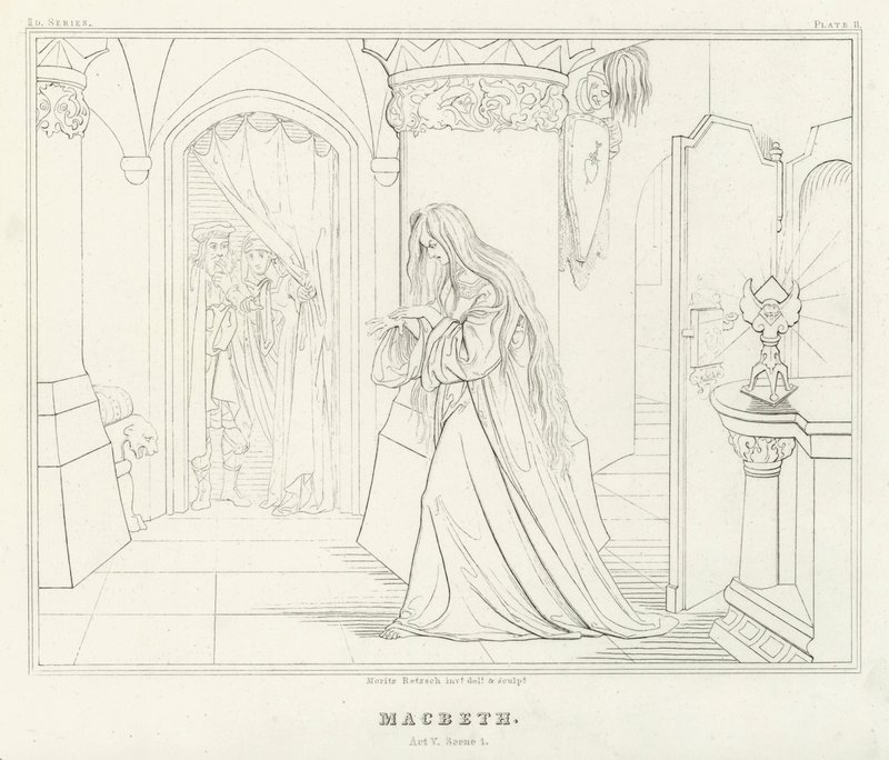Macbeth, akt V, scene 1 (gravering) av Friedrich August Moritz Retzsch