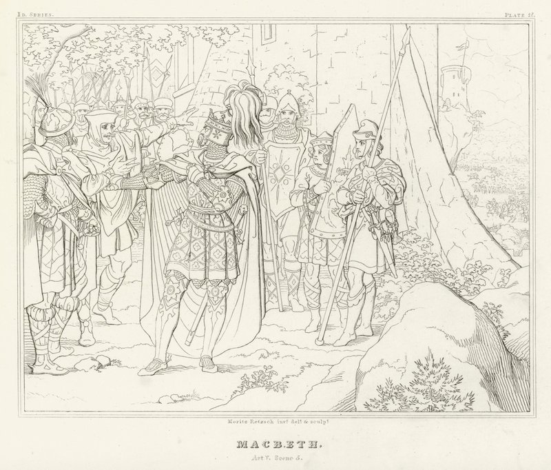Macbeth, akt V, scene 5 (gravering) av Friedrich August Moritz Retzsch