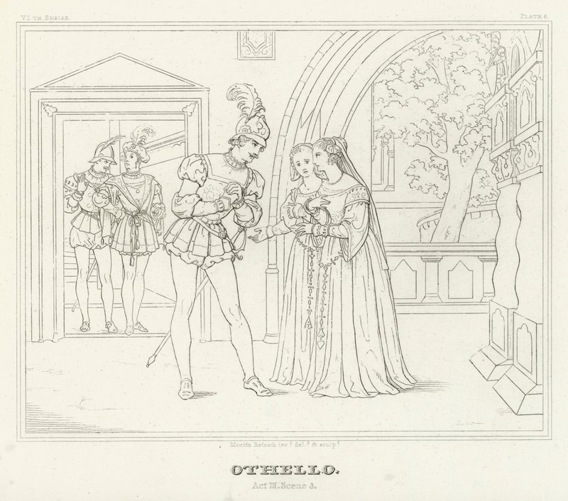 Othello, akt III, scene 3 (gravering) av Friedrich August Moritz Retzsch