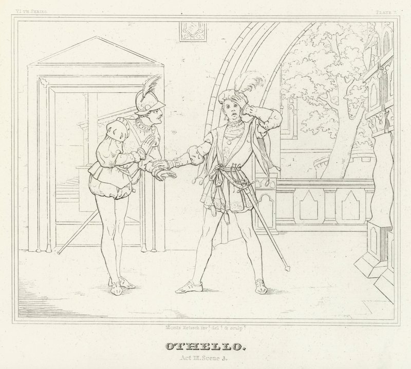 Othello, akt III, scene 3 (gravering) av Friedrich August Moritz Retzsch