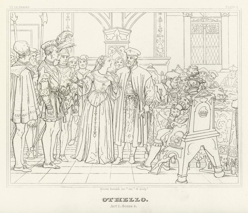 Othello, 1. akt, scene 3 (gravering) av Friedrich August Moritz Retzsch