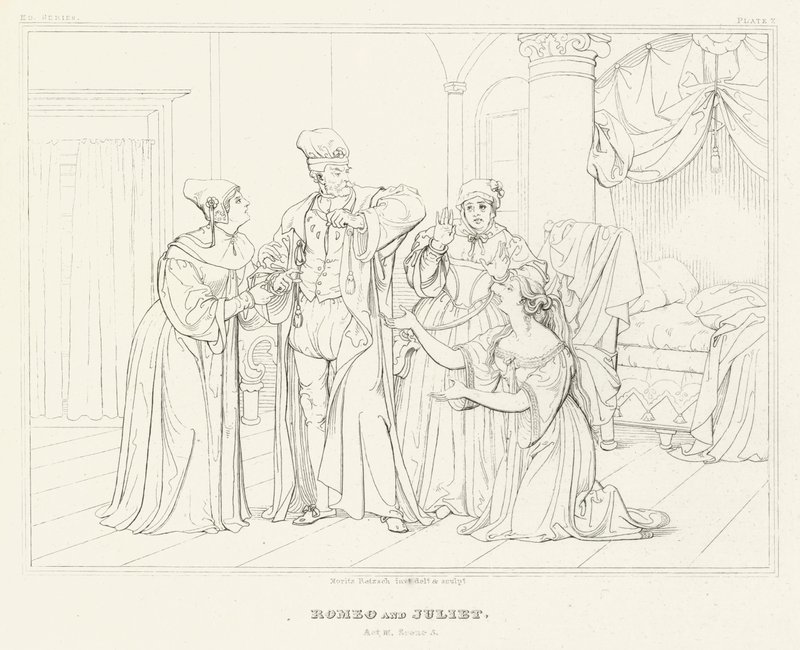 Romeo og Julie, akt III, scene 5 (gravering) av Friedrich August Moritz Retzsch