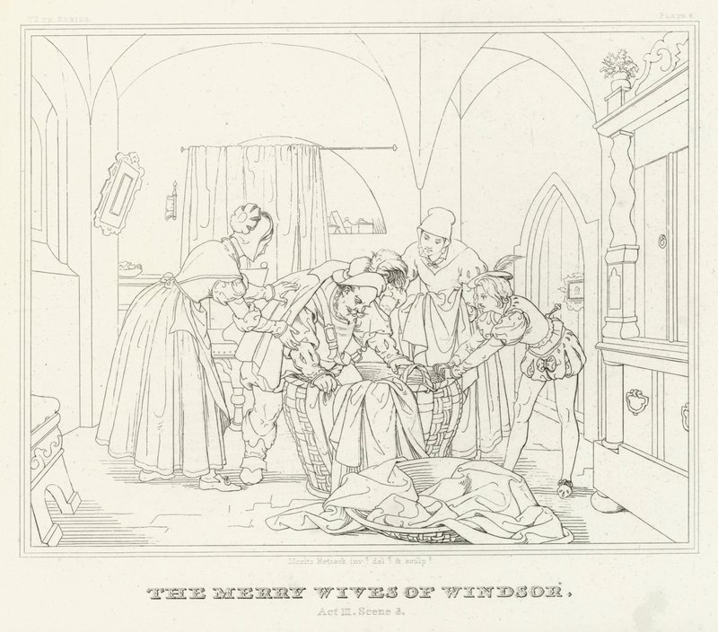 The Merry Wives of Windsor, Act III, Scene 3 (gravering) av Friedrich August Moritz Retzsch