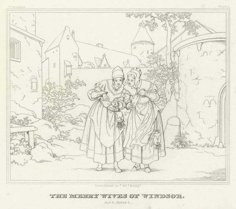 The Merry Wives of Windsor, Act II, Scene 1 (gravering) av Friedrich August Moritz Retzsch