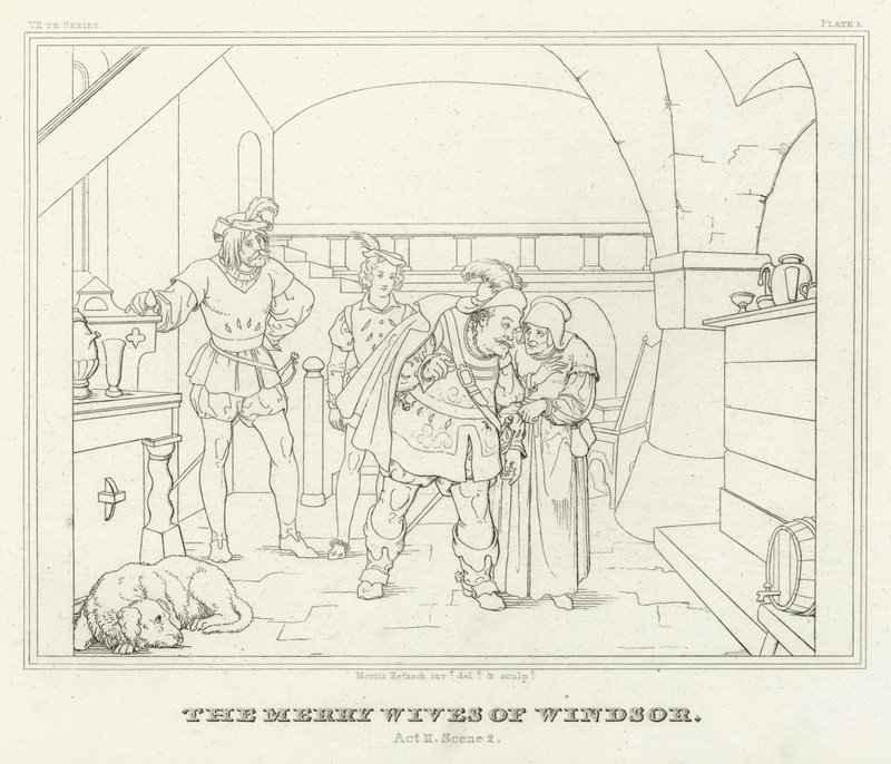The Merry Wives of Windsor, Act II, Scene 2 (gravering) av Friedrich August Moritz Retzsch