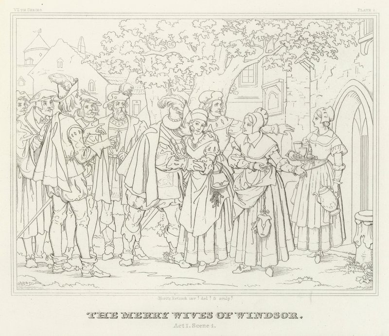 The Merry Wives of Windsor, Act I, Scene 1 (gravering) av Friedrich August Moritz Retzsch