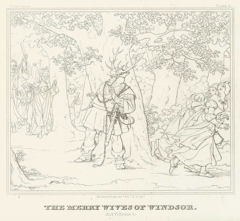 The Merry Wives of Windsor, Act V, Scene 4 (gravering) av Friedrich August Moritz Retzsch