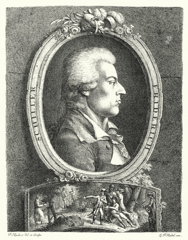 Friedrich Schiller , tysk poet, dramatiker og filosof (gravering) av Friedrich Kirschner