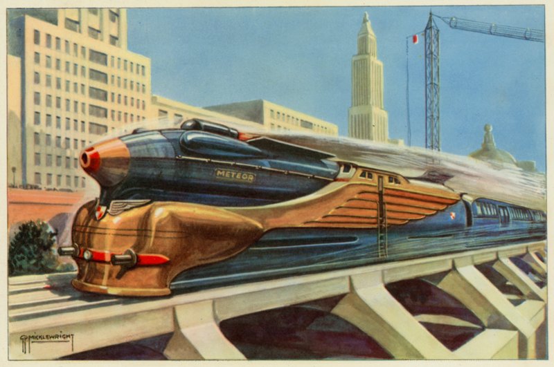 The Railroads of Tomorrow (farge litho) av G.P. Micklewright