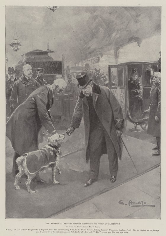 King Edward VII og Railway Collecting-Dog Tim på Paddington av G.S. Amato