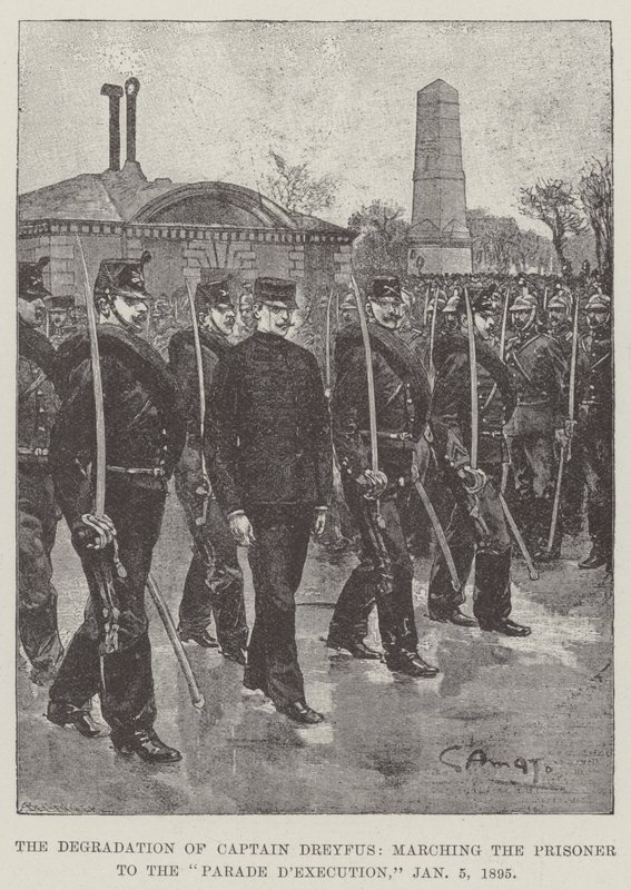 The Degradation of Captain Dreyfus, marsjerer fangen til Parade d