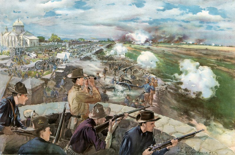 Slaget før Caloocan, 10. februar 1899 - Utsikt fra den kinesiske kirken av G. W. Peters