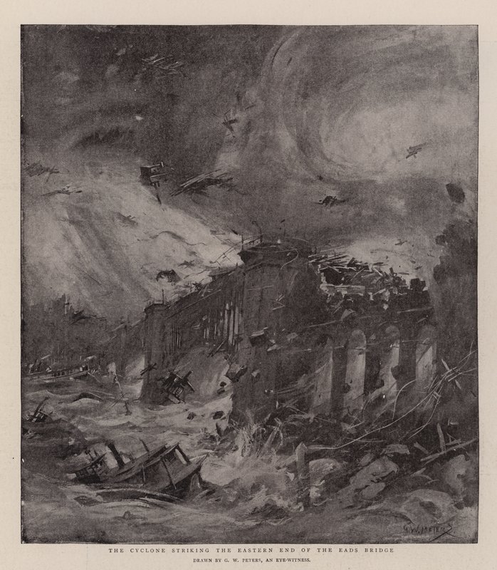 Syklonen rammer østenden av Eads-broen av G. W. Peters